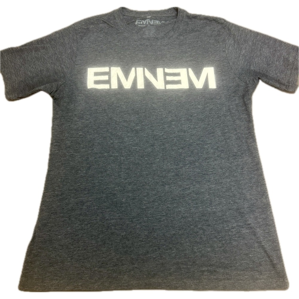 Eminem Mens Logo Graphic T-Shirt Large Grey Short Sleeve Crewneck Cotton Blend